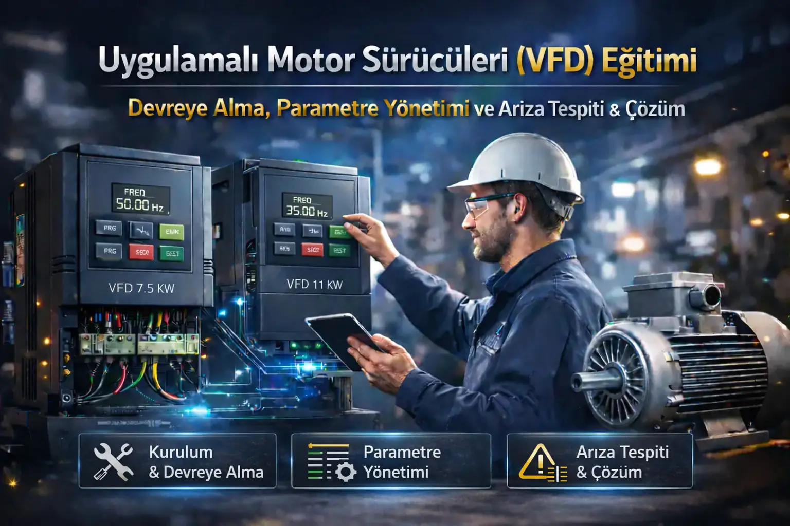 Uygulamalı Motor Sürücüleri (VFD) Eğitimi | Devreye Alma, Parametre Yönetimi ve Arıza Yaklaşımı